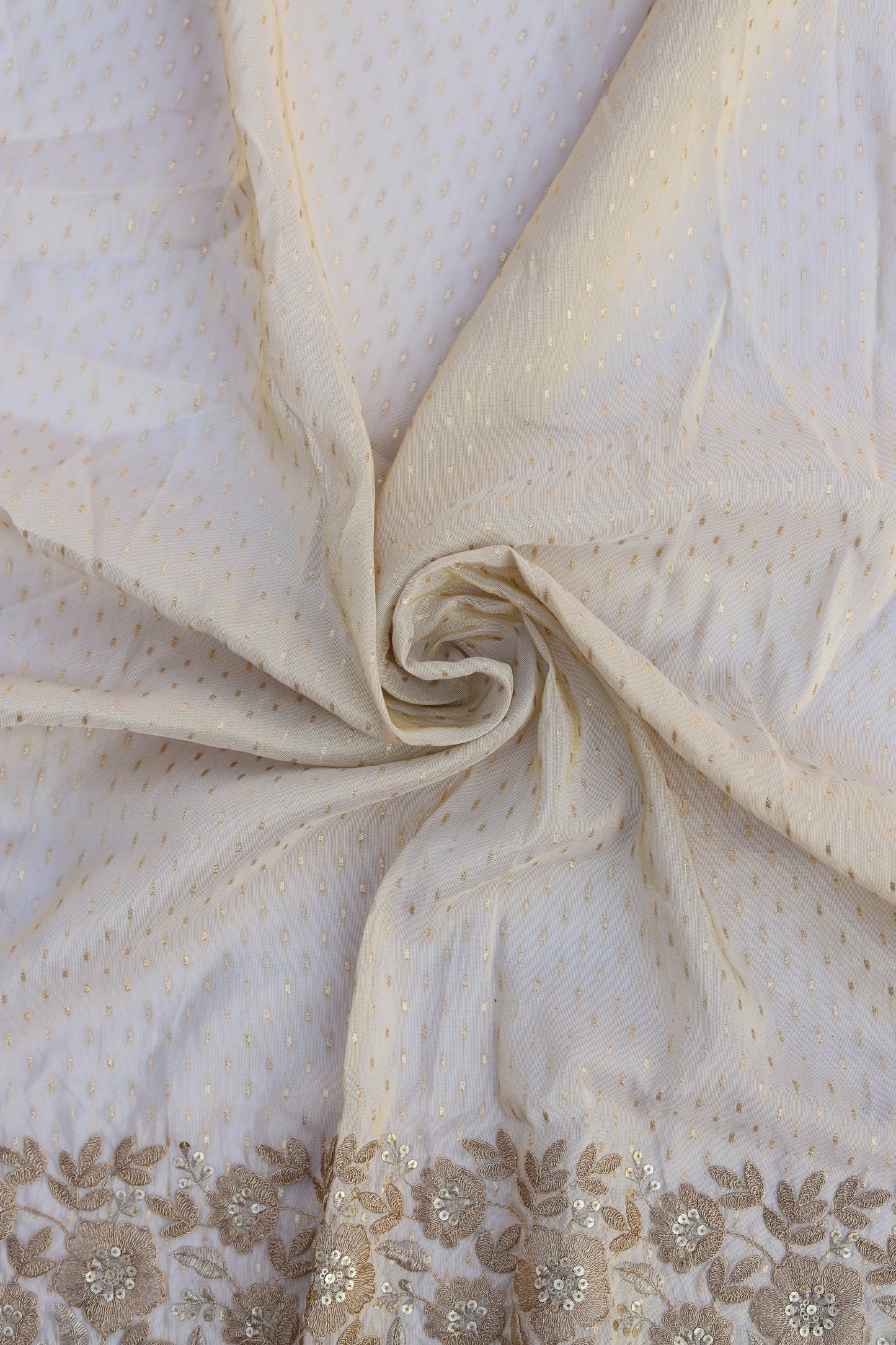 Banarasi Tissue Floral Embroidered Fabric with Sequins
