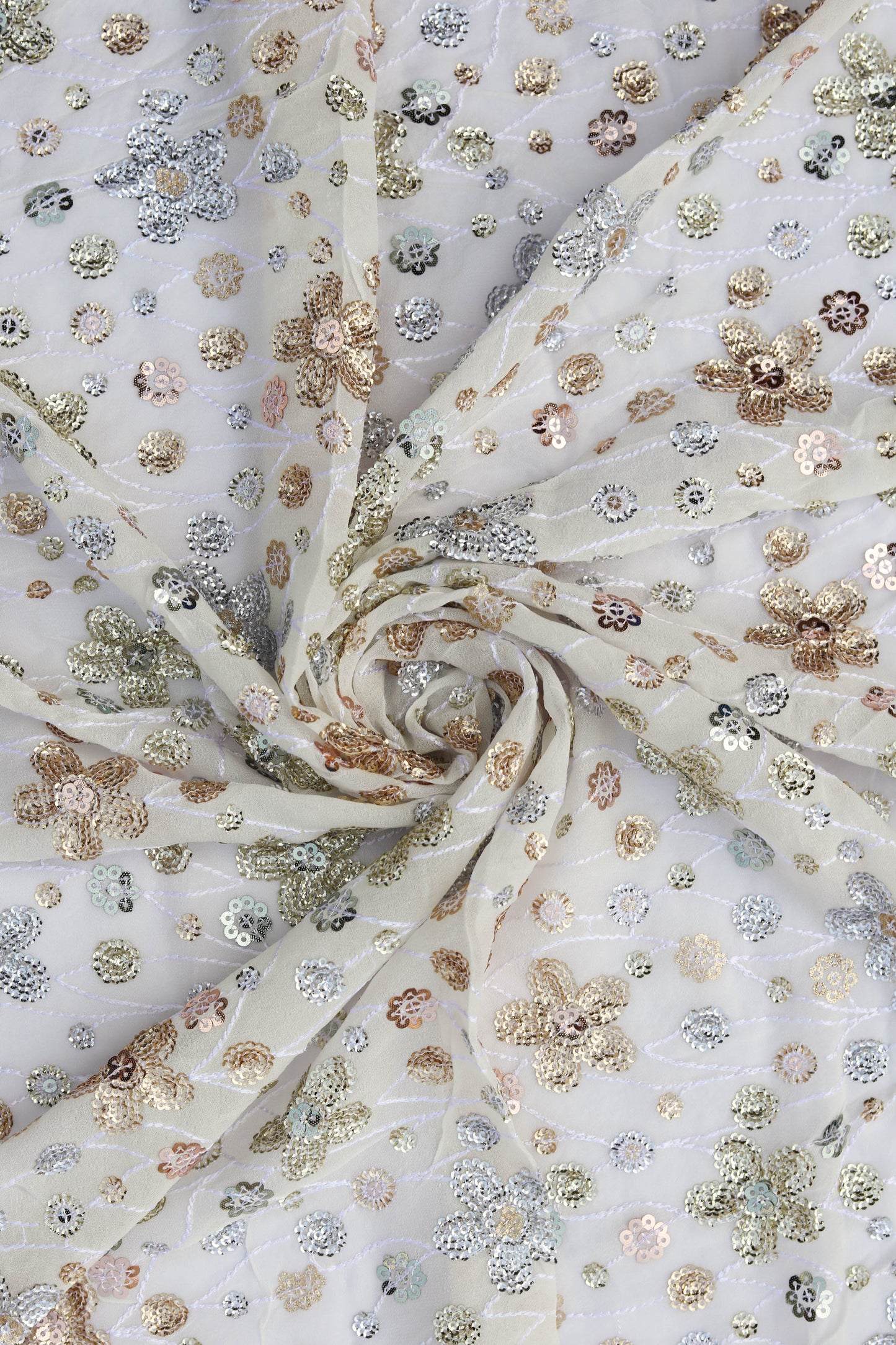 Floral Sequin Embroidered Fabric