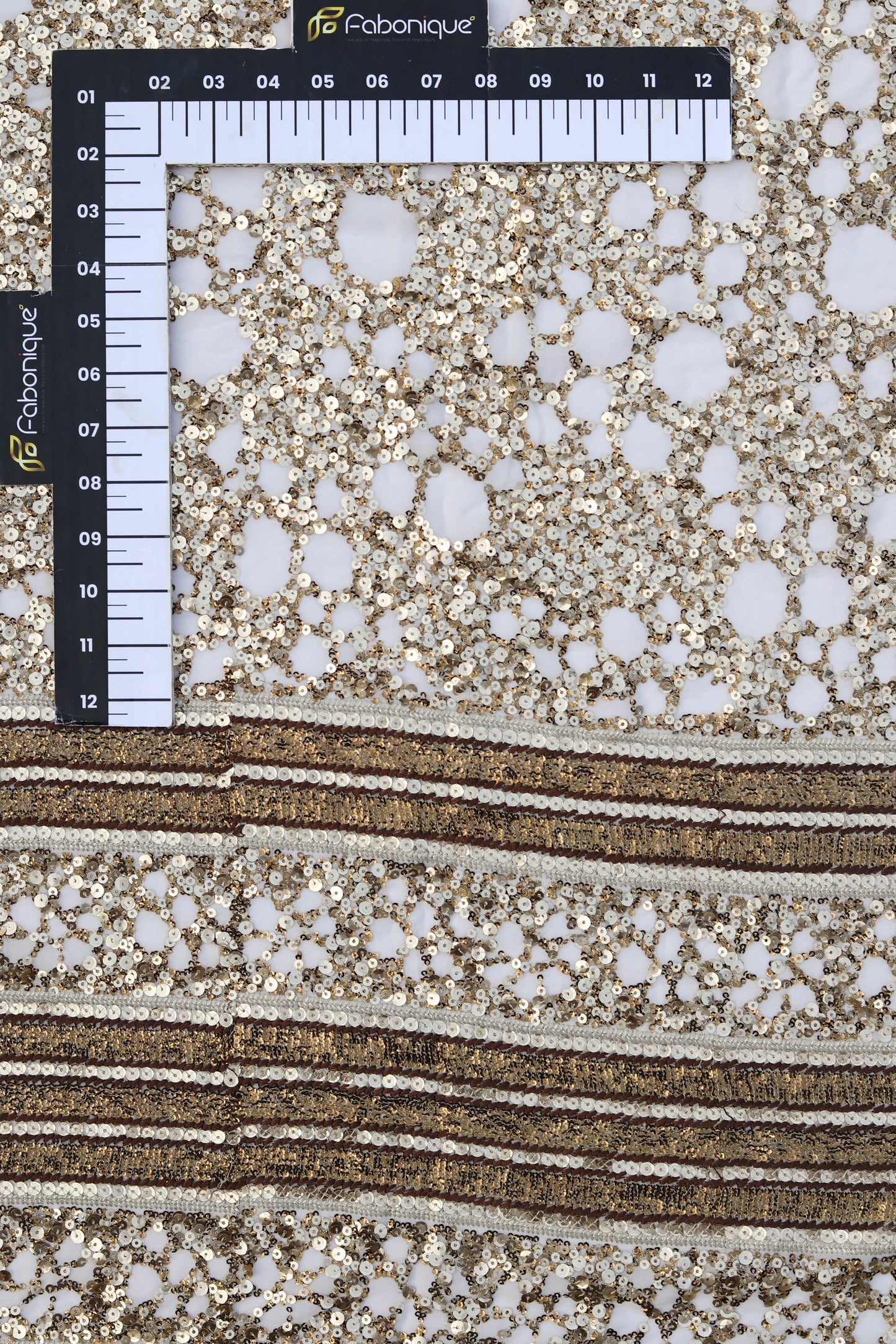 Gold Embellished Floral Sequin Fabric