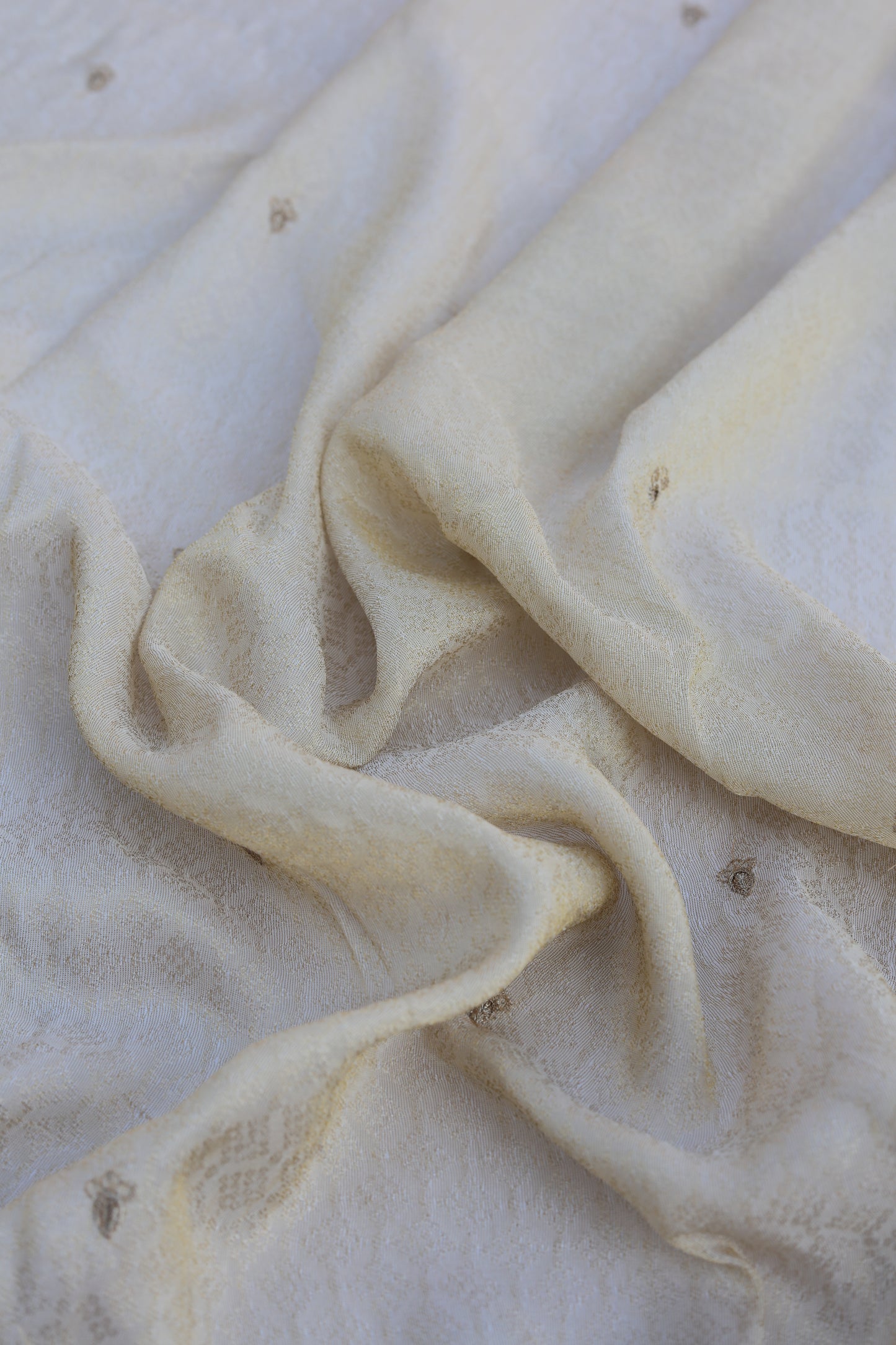 Pure Banarasi Tissue Brocade Fabric with Diamond Weave Mirror Embellishments and Embroidered Border