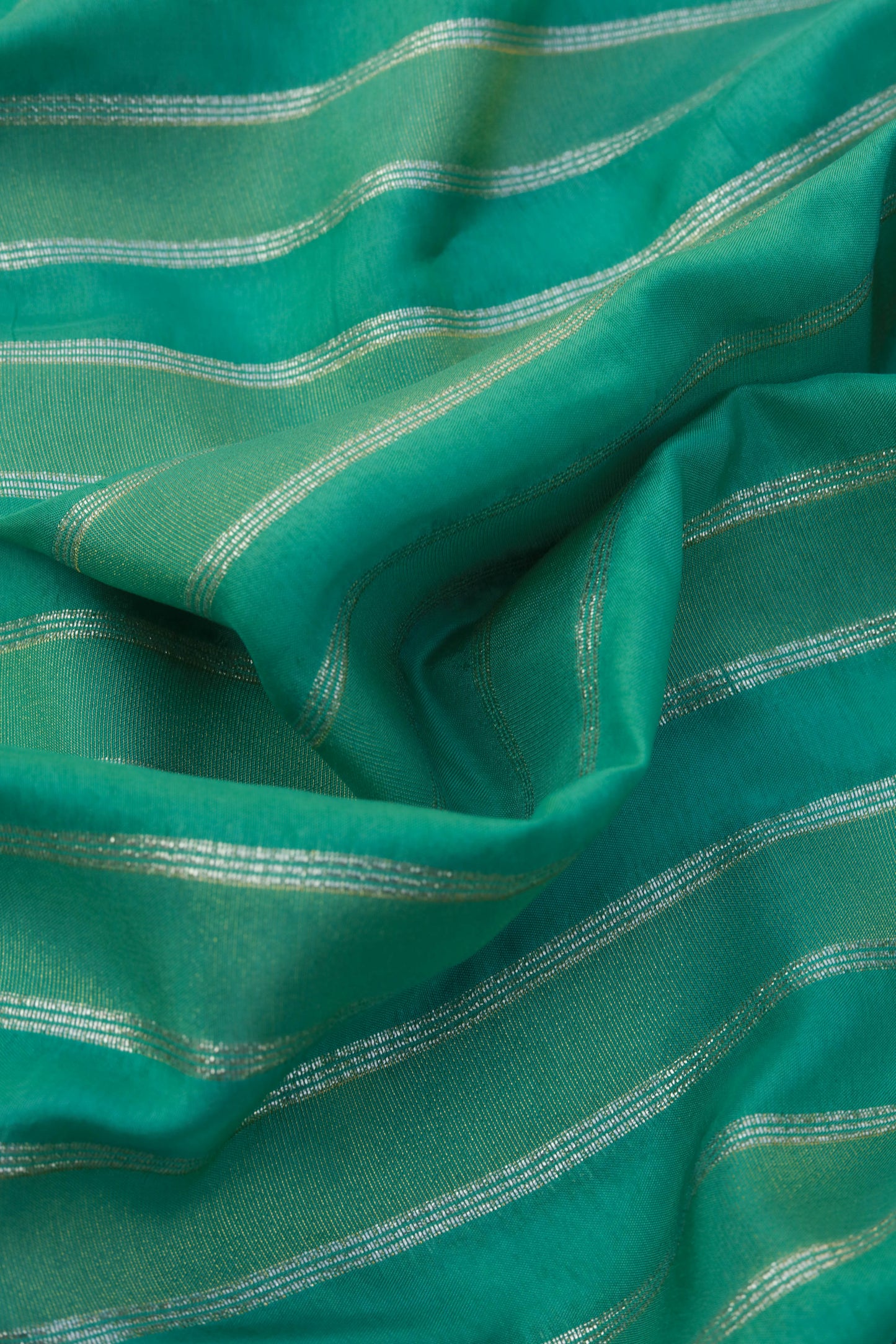 White Gold Horizontal Striped Sheer Organza Fabric