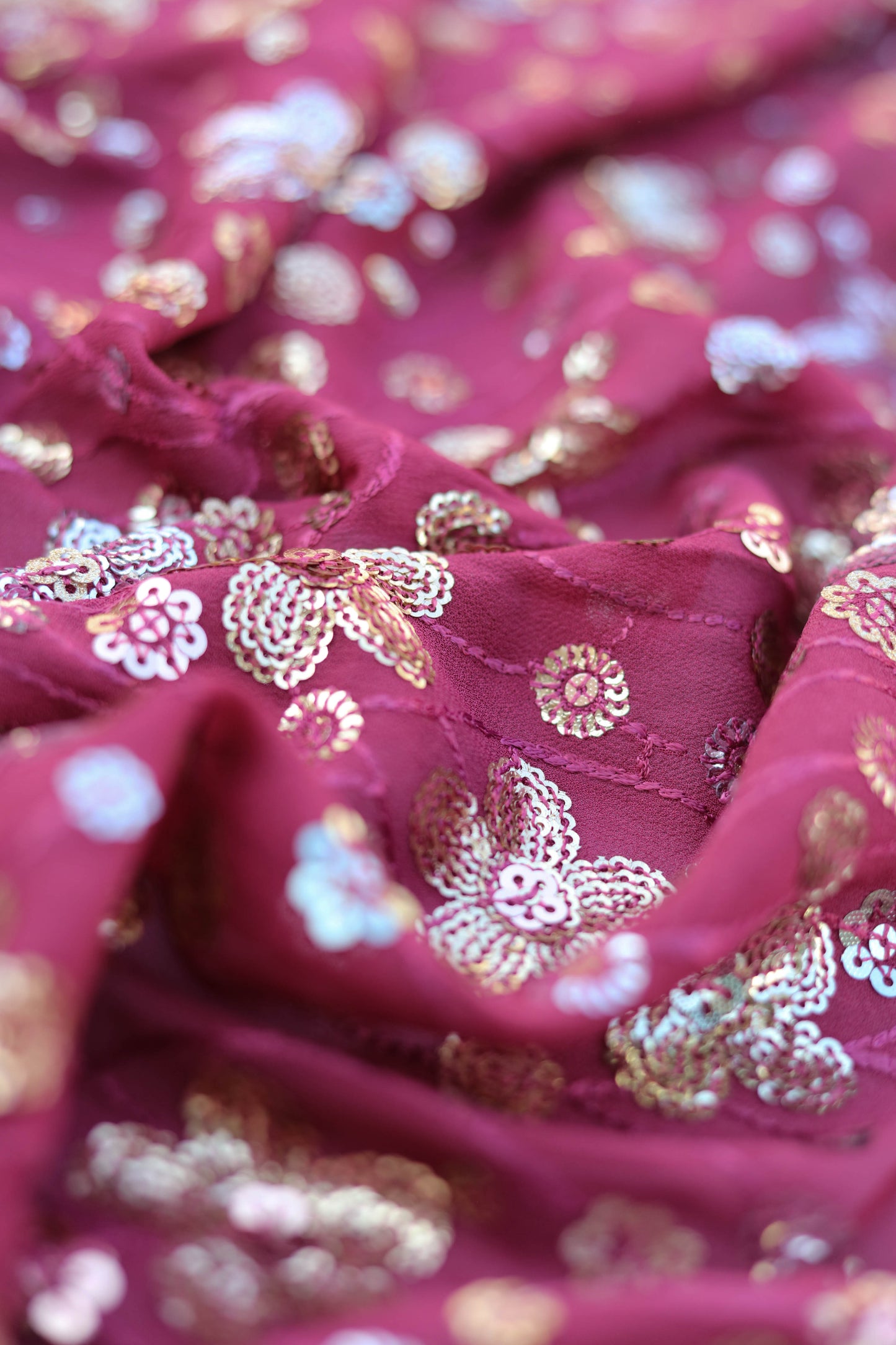 Floral Sequin Embroidered Fabric