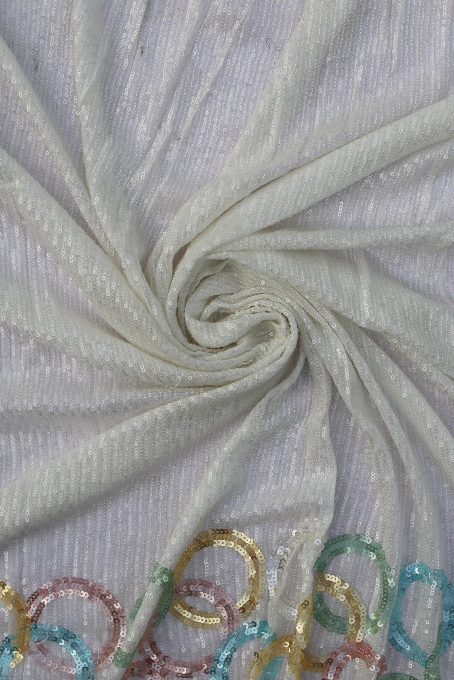 Multi Color Circular Embroidered Sequin Fabric