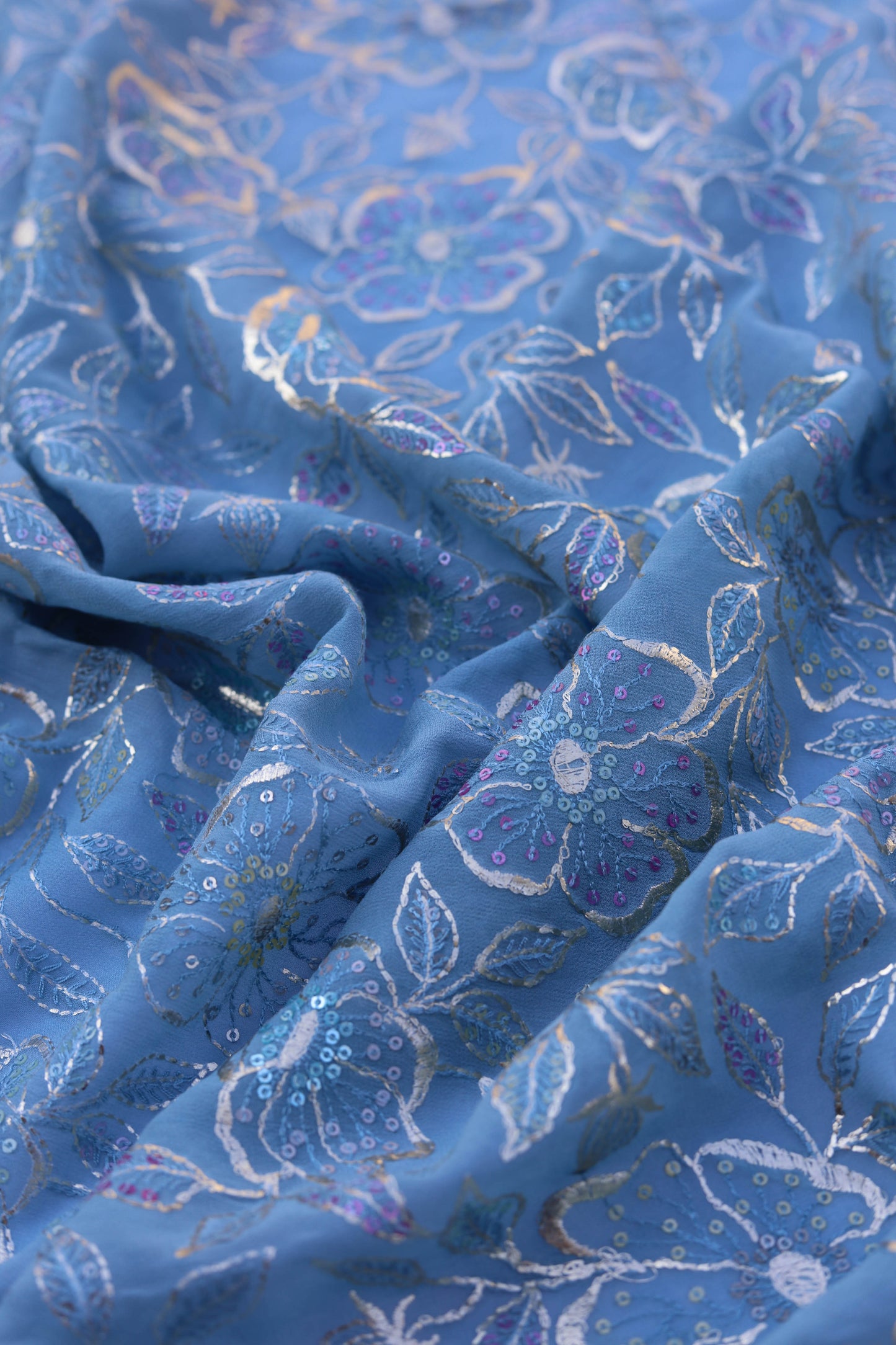 Fabonique Floral Embroidered Sequin Fabric