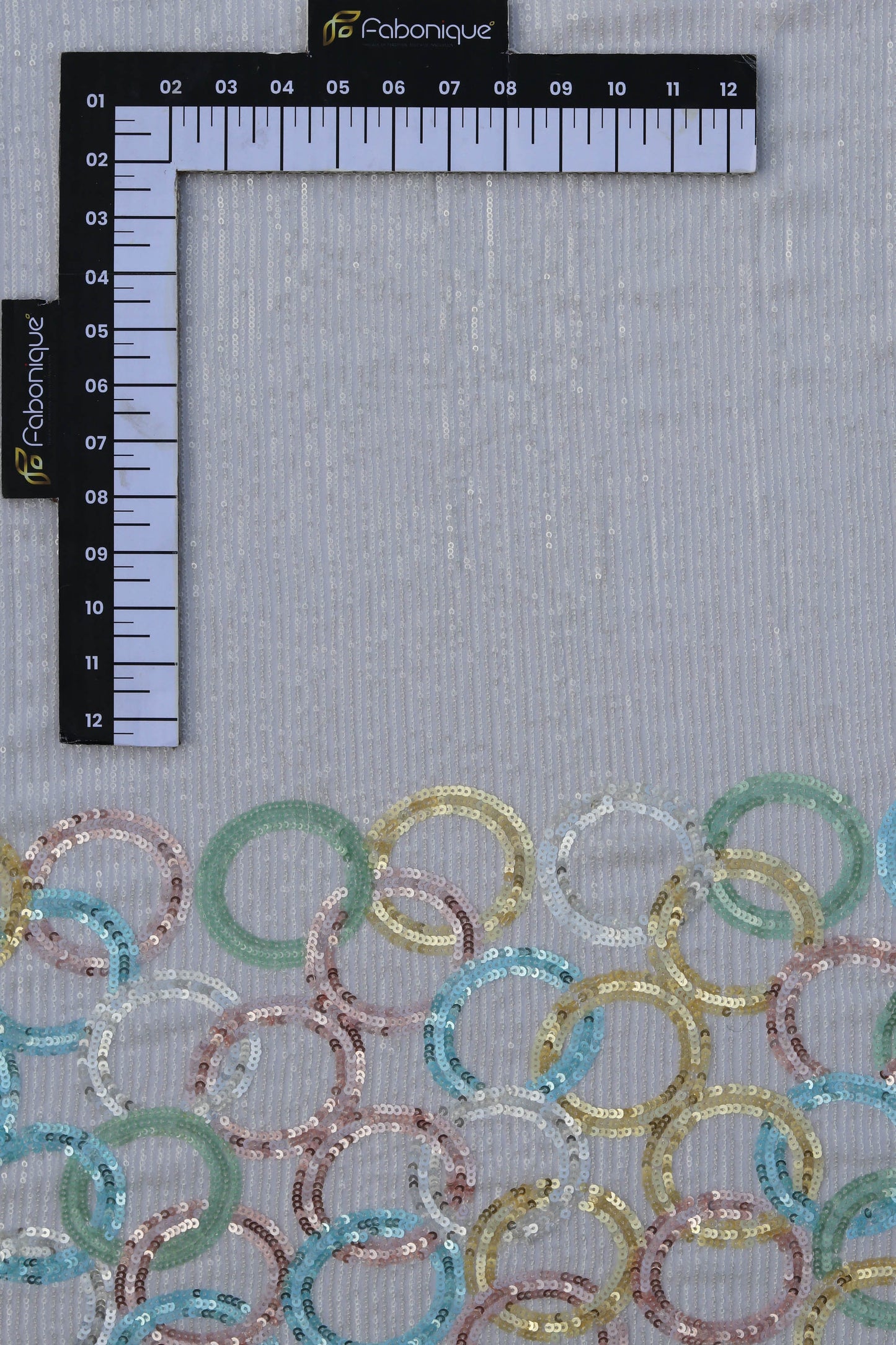 Multi Color Circular Embroidered Sequin Fabric