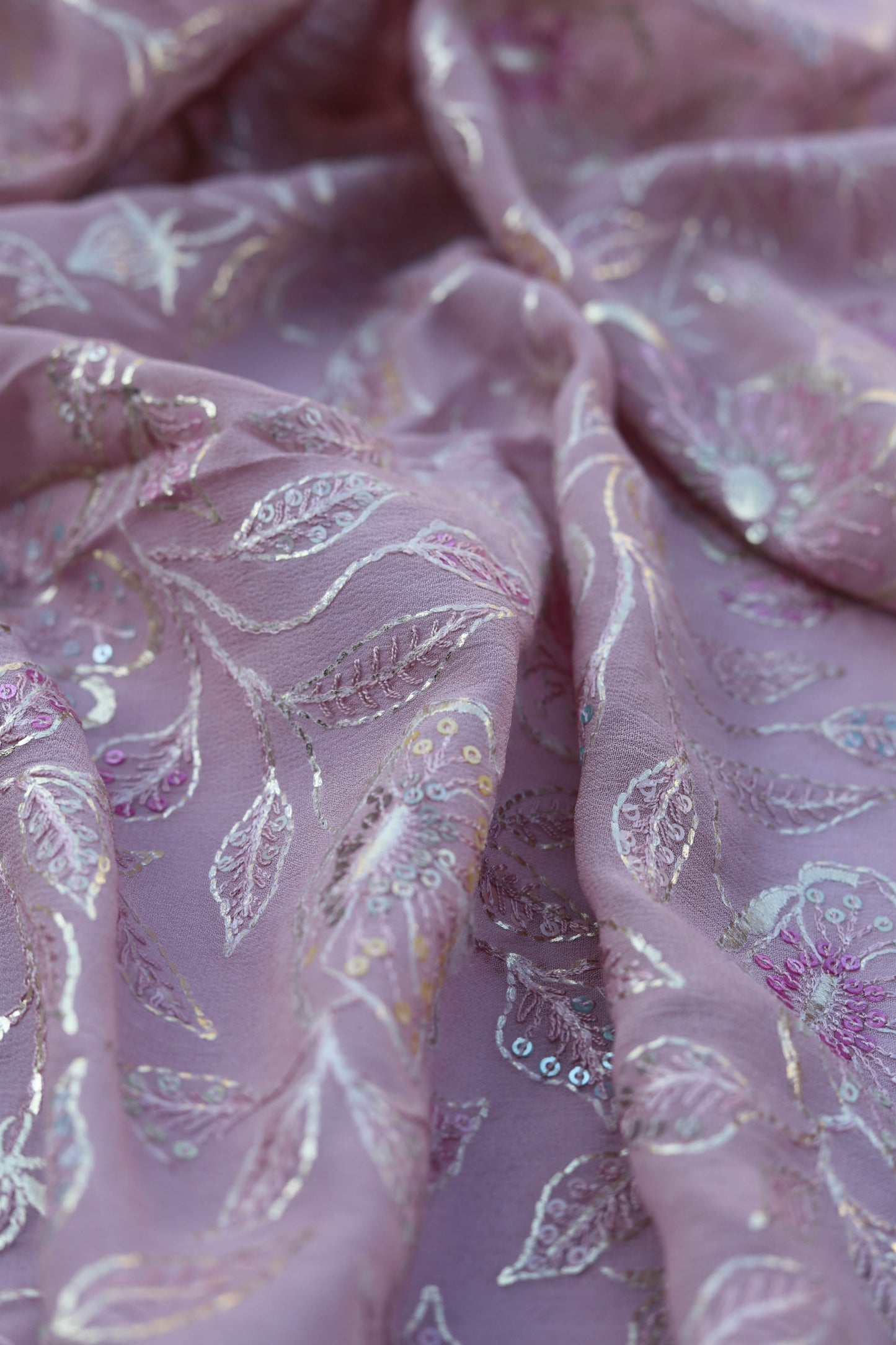 Fabonique Floral Embroidered Sequin Fabric