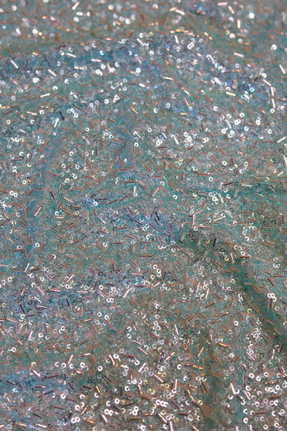 Sequin & Tube Bead Embellished Fox Georgette Fabric