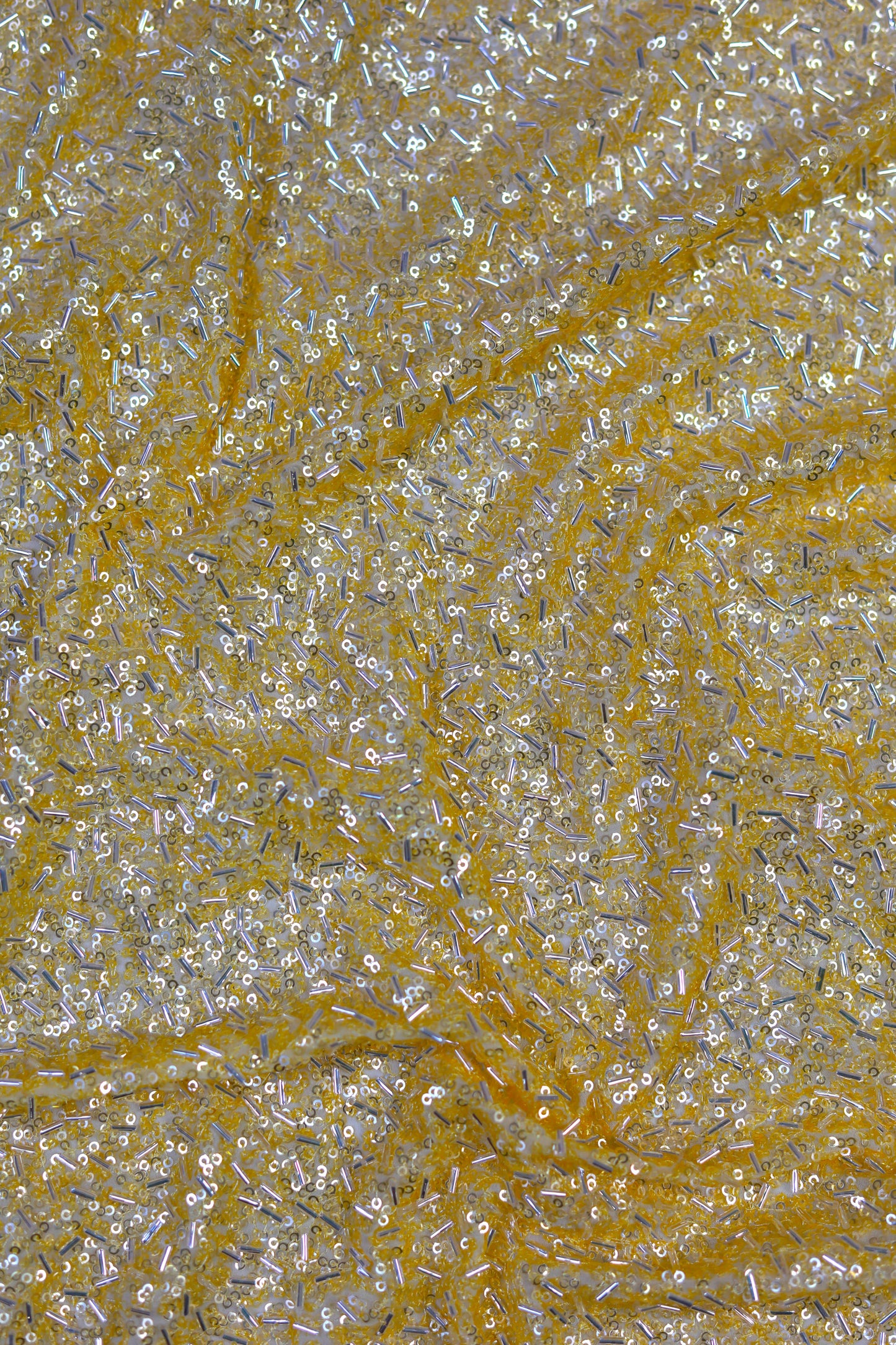 Sequin & Tube Bead Embellished Fox Georgette Fabric