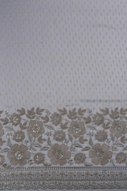 Banarasi Tissue Floral Embroidered Fabric with Sequins