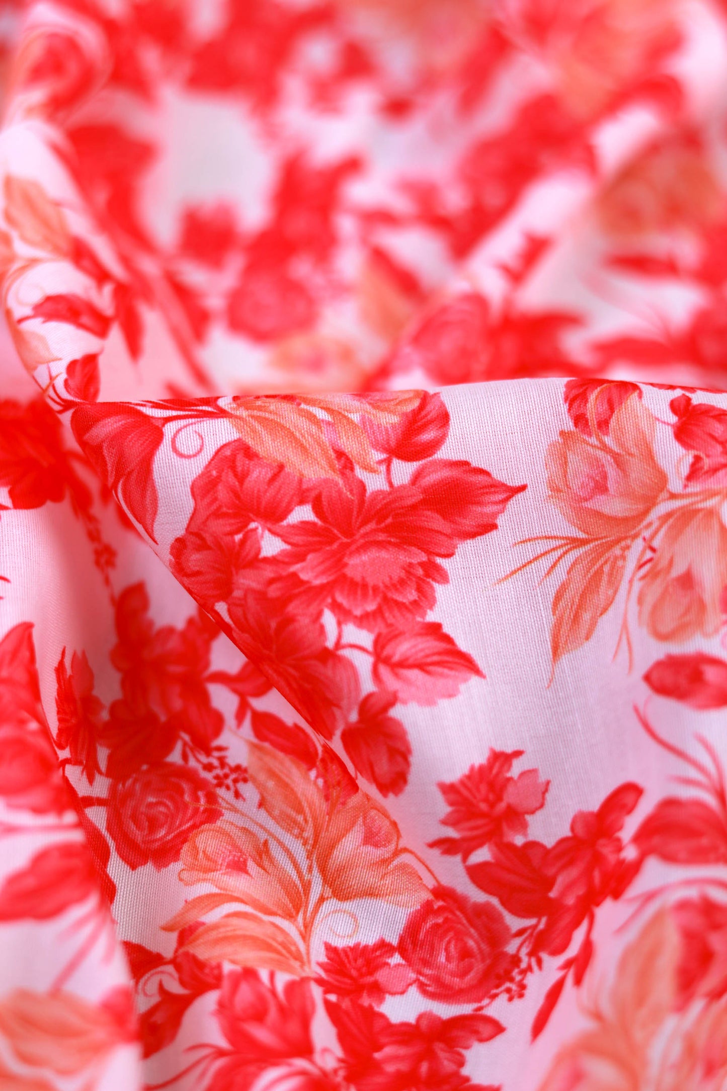 Peach Petal Whisper Muslin Printed Fabric