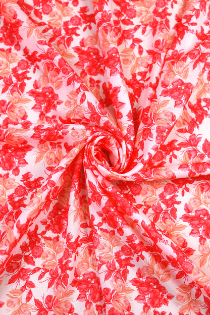 Peach Petal Whisper Muslin Printed Fabric