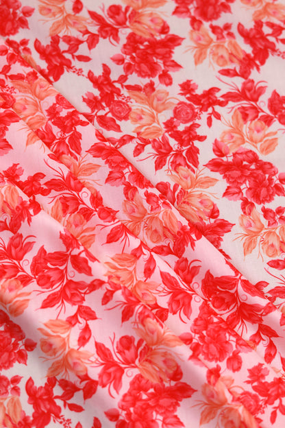 Peach Petal Whisper Muslin Printed Fabric