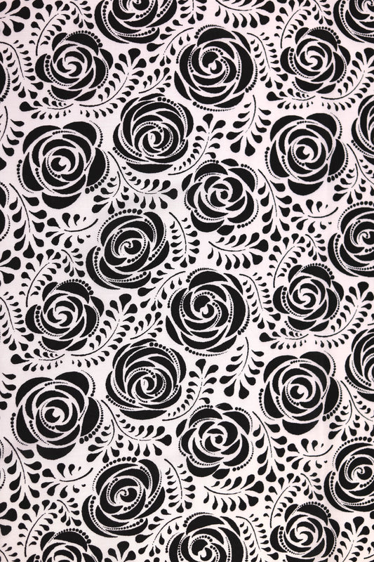 Ivory Noir Garden Muslin Printed Fabric