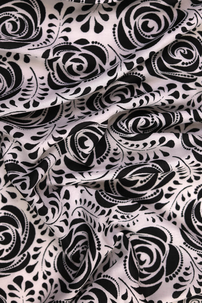 Ivory Noir Garden Muslin Printed Fabric