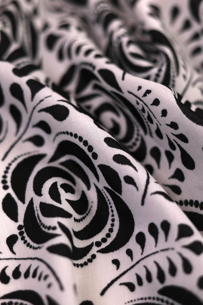 Ivory Noir Garden Muslin Printed Fabric