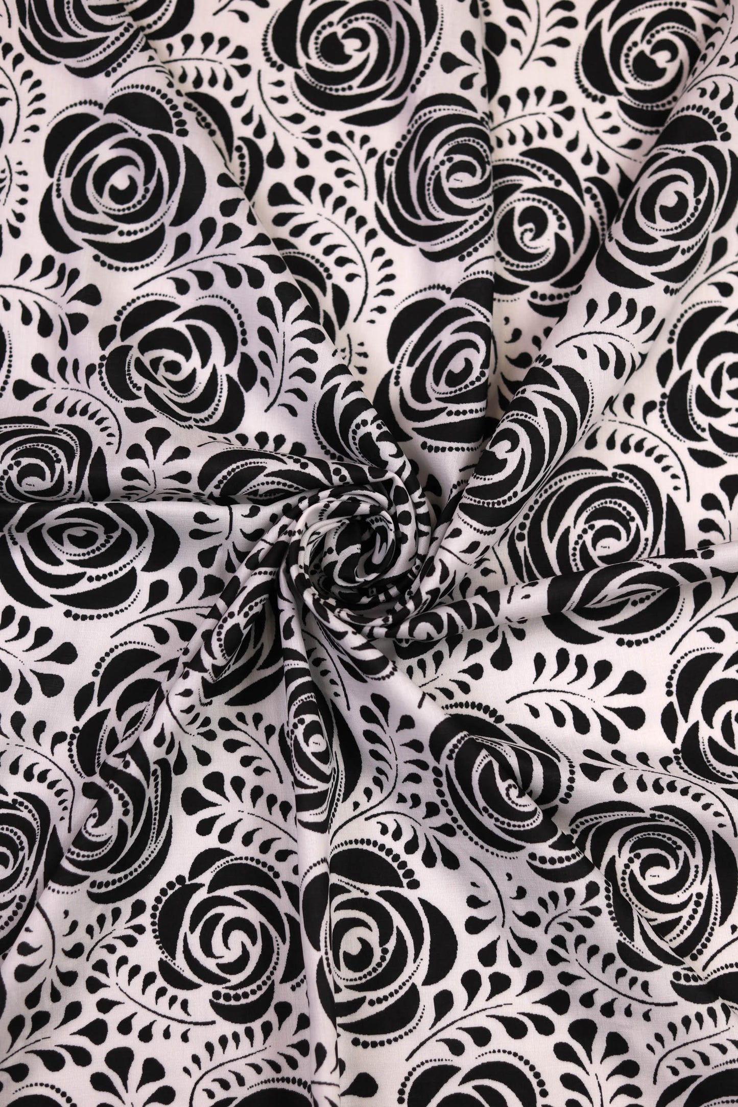 Ivory Noir Garden Muslin Printed Fabric