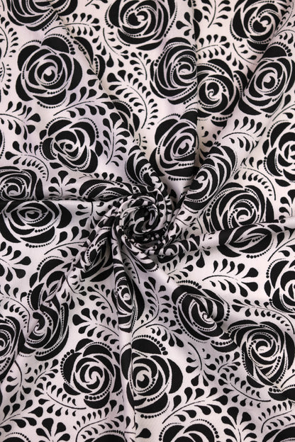 Ivory Noir Garden Muslin Printed Fabric