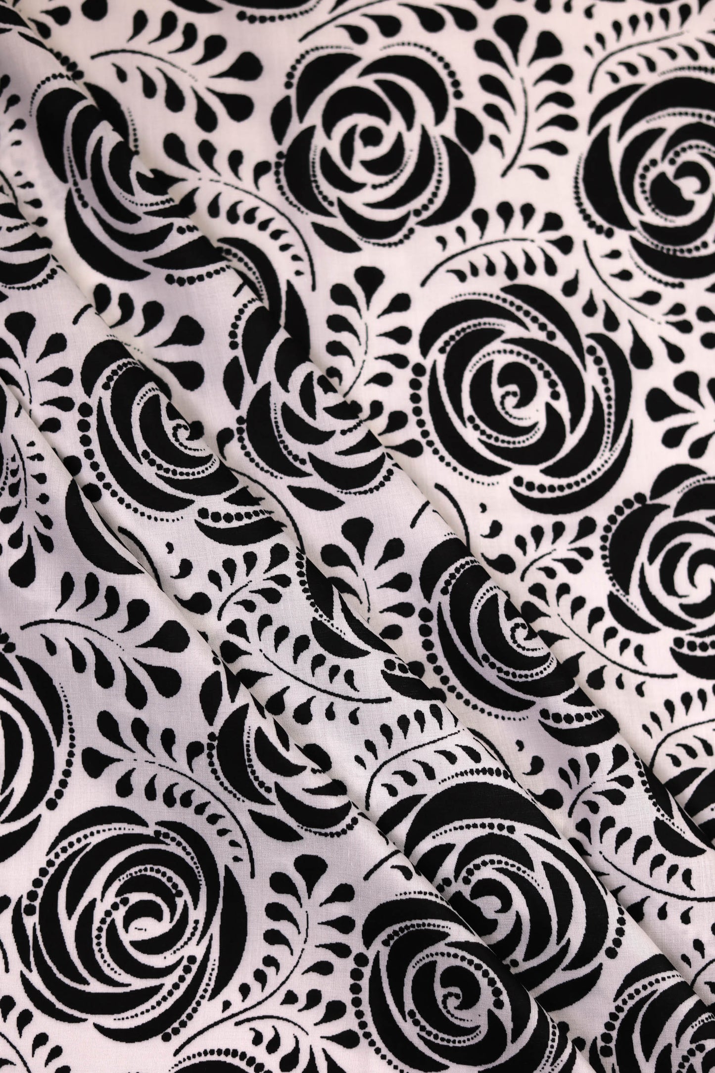 Ivory Noir Garden Muslin Printed Fabric