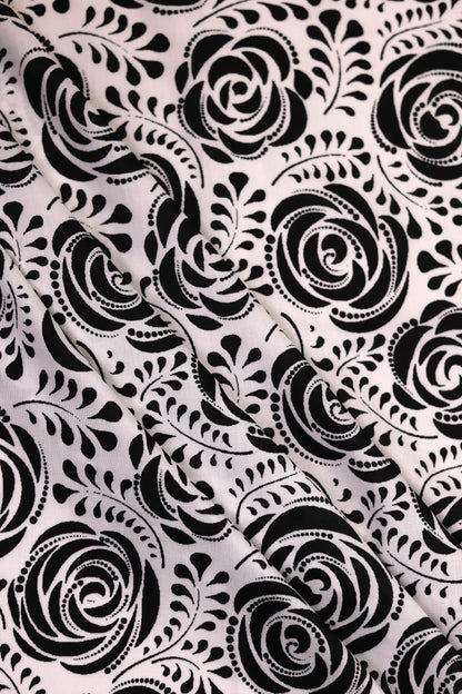 Ivory Noir Garden Muslin Printed Fabric