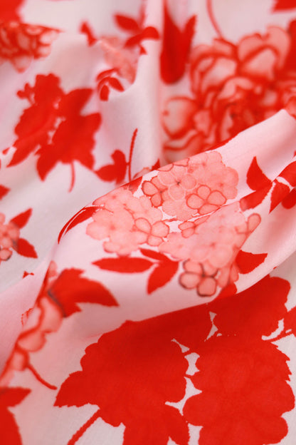 Coral Petal Muslin Printed Fabric