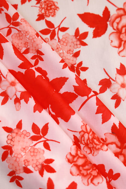 Coral Petal Muslin Printed Fabric
