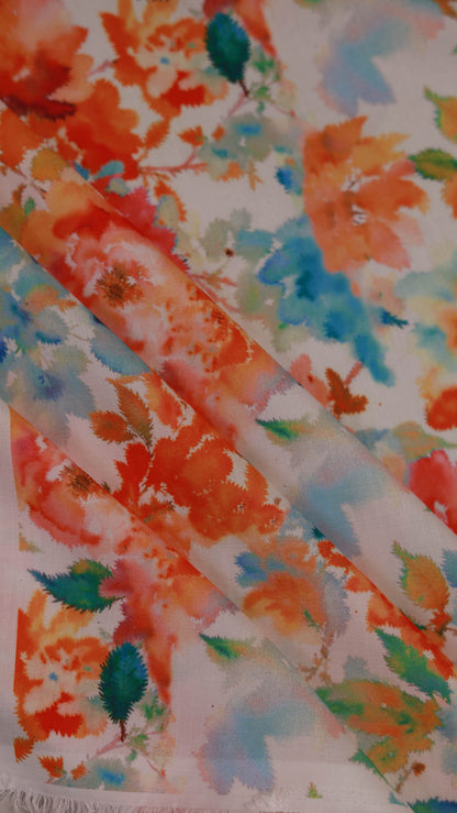 Serenade of Petals Muslin Printed Fabric