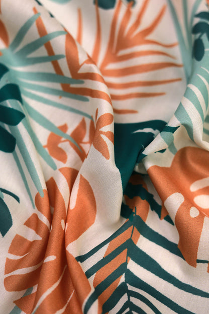 Coral Grove Muslin Printed Fabric