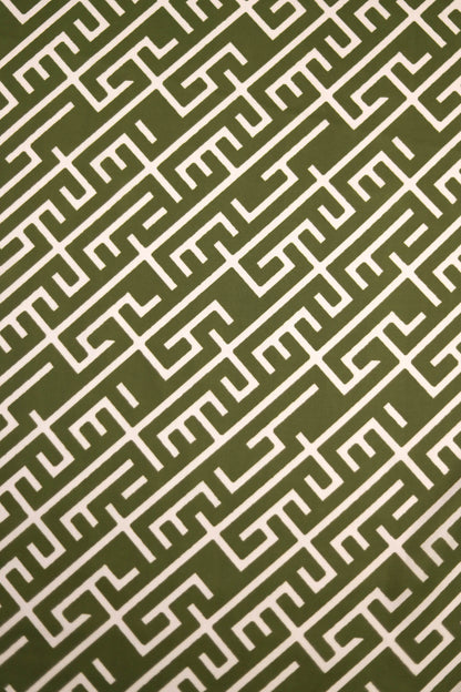 Olive Maze Muslin Printed Fabric