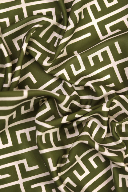 Olive Maze Unstitched Fabric Combo