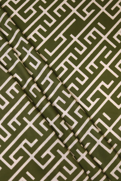 Olive Maze Unstitched Fabric Combo