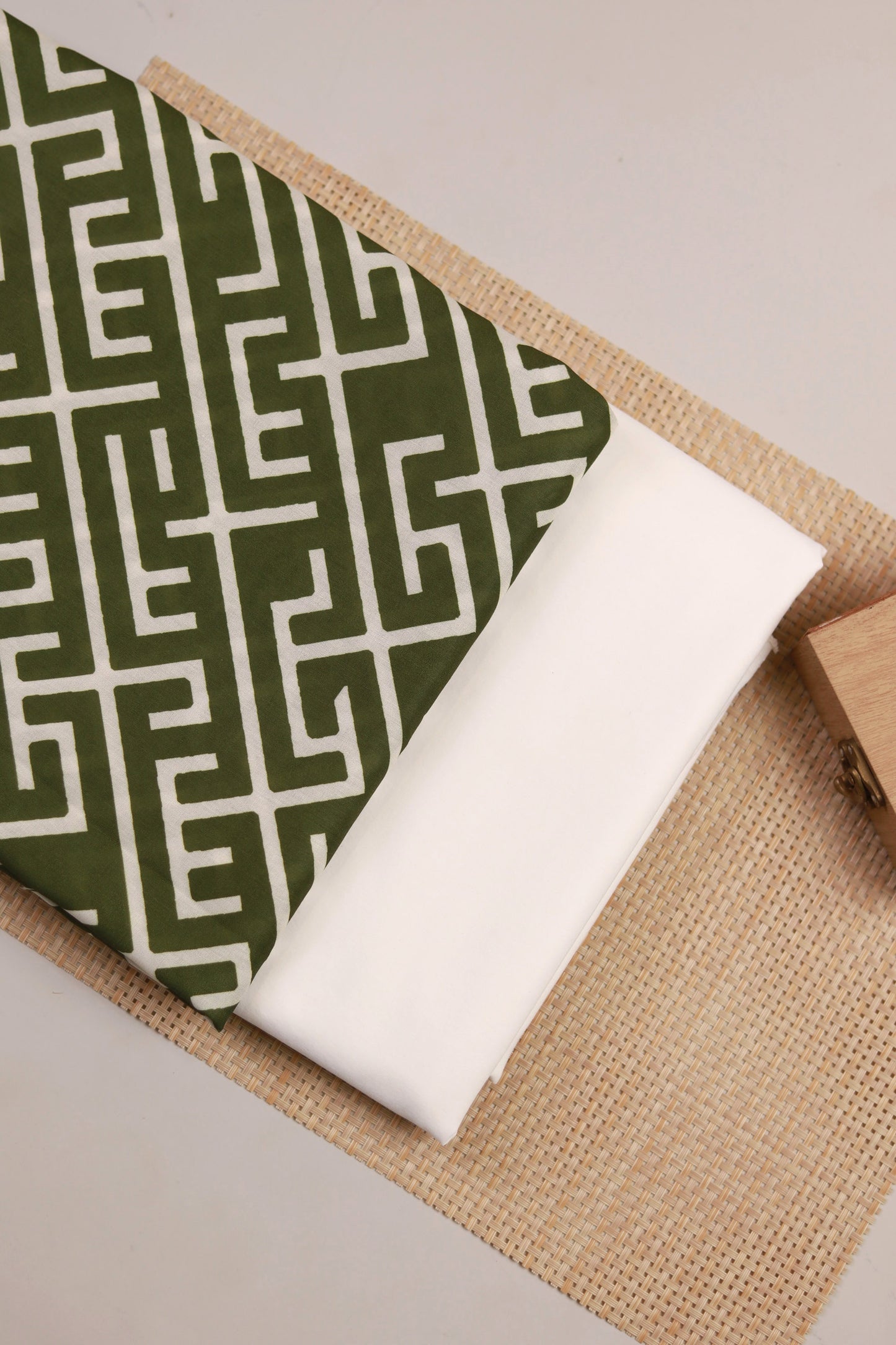 Olive Maze Unstitched Fabric Combo