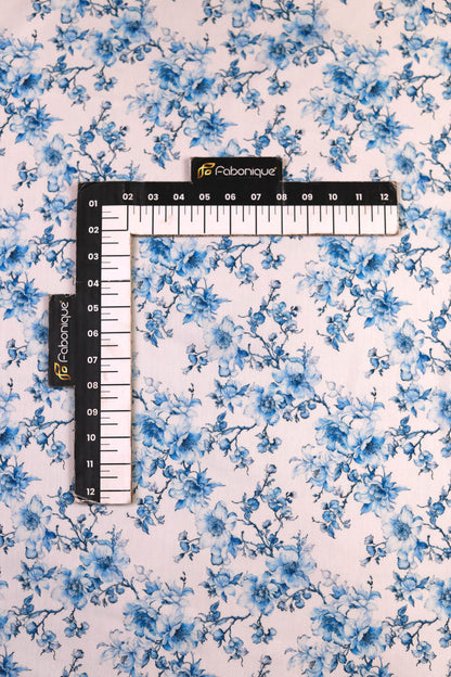 Ocean Mist Flora Muslin Printed Fabric