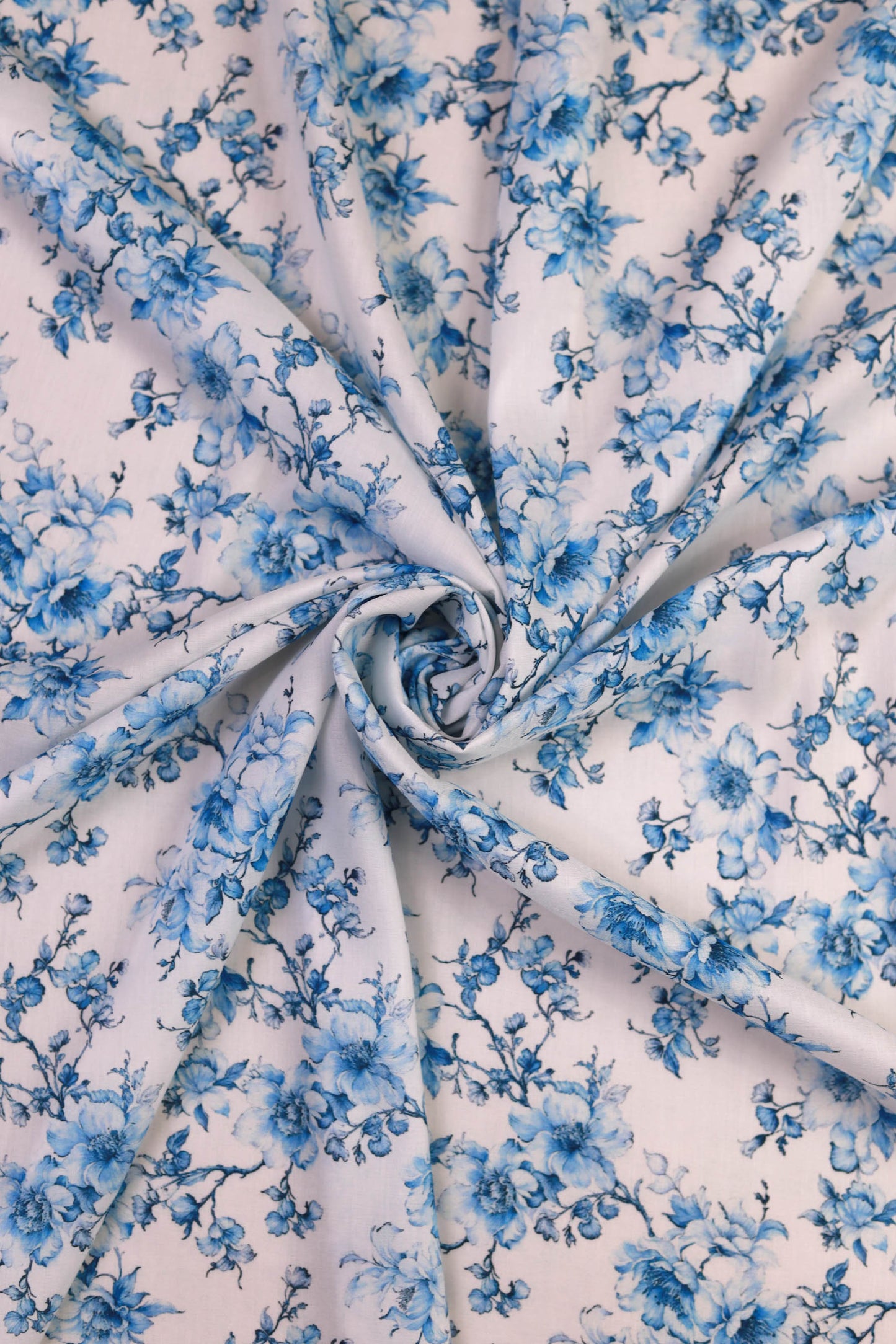 Ocean Mist Flora Muslin Printed Fabric