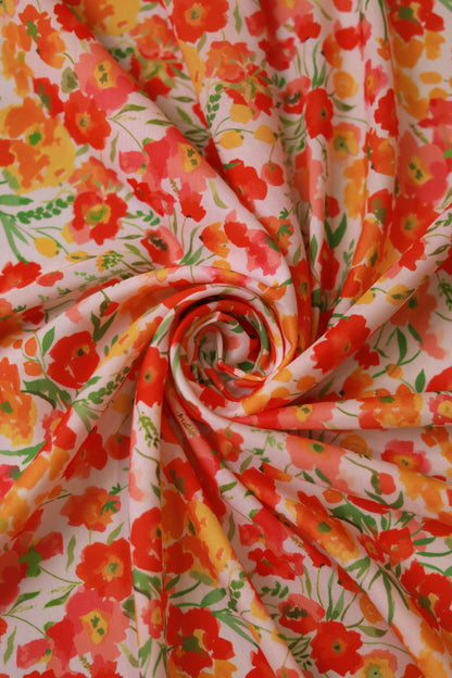 Sunlit Petals Muslin Printed Fabric