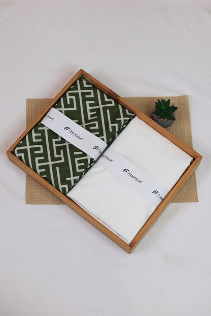 Olive Maze Unstitched Fabric Combo