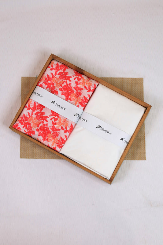 Scarlet Bloom Unstitched Fabric Combo
