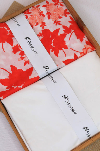Scarlet Bloom Unstitched Fabric Combo