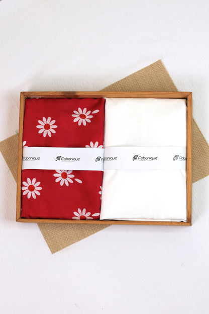 Scarlet Daisy Unstitched Fabric Combo