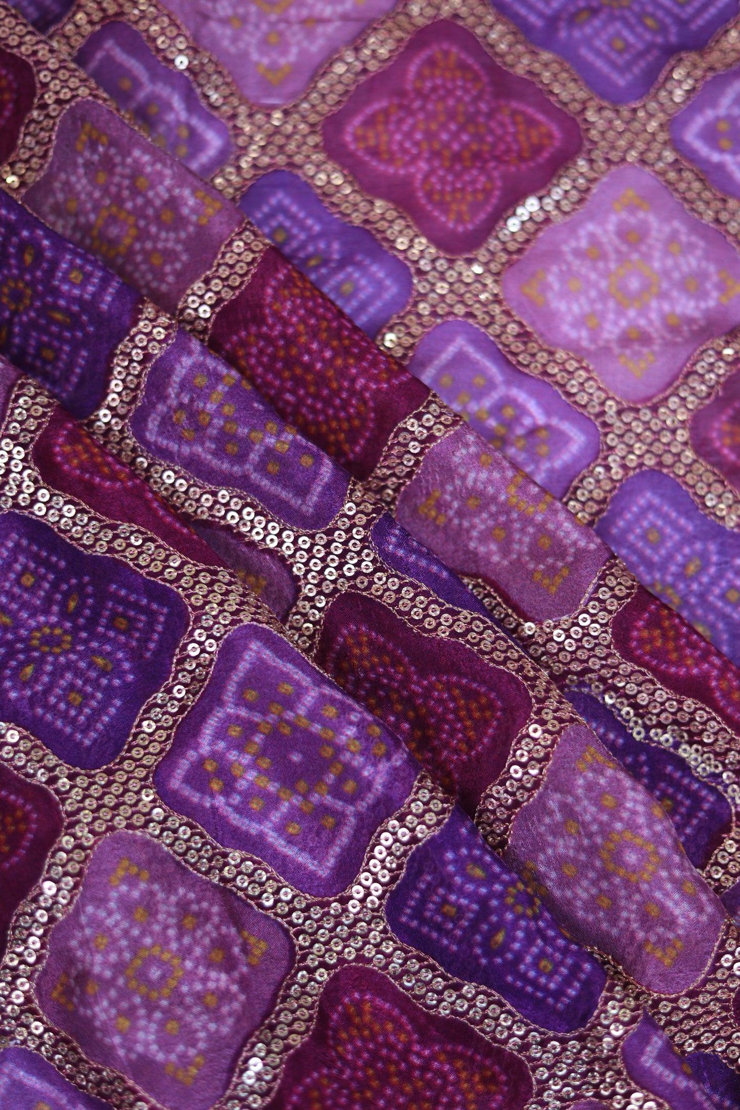 Purple Orchid Luxe Embroidered Viscose Dola Fabric