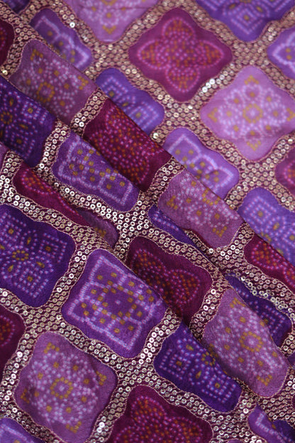 Purple Orchid Luxe Embroidered Viscose Dola Fabric