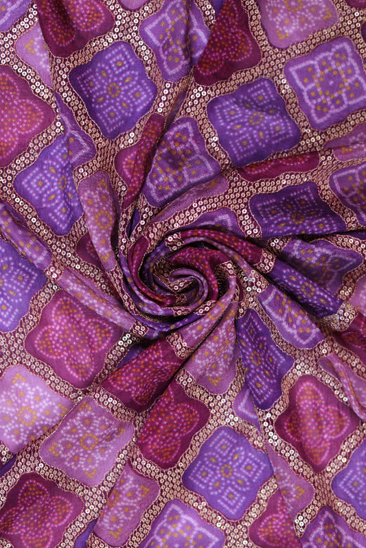 Purple Orchid Luxe Embroidered Viscose Dola Fabric