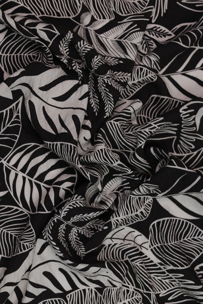 Autumn Fern Tropical Leaf Viscose Blend Fabric