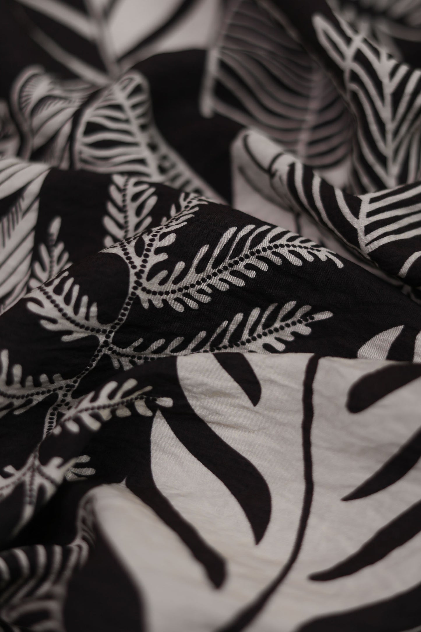 Autumn Fern Tropical Leaf Viscose Blend Fabric