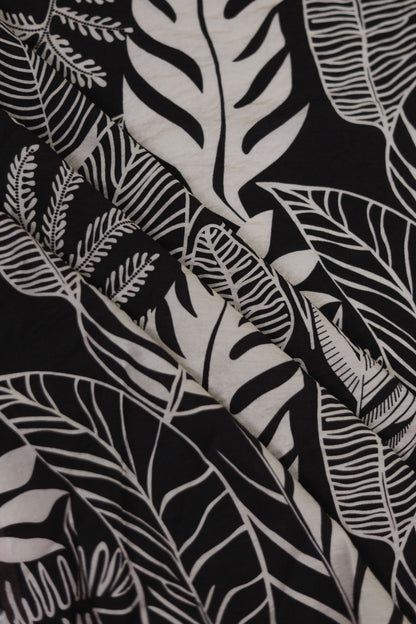 Autumn Fern Tropical Leaf Viscose Blend Fabric