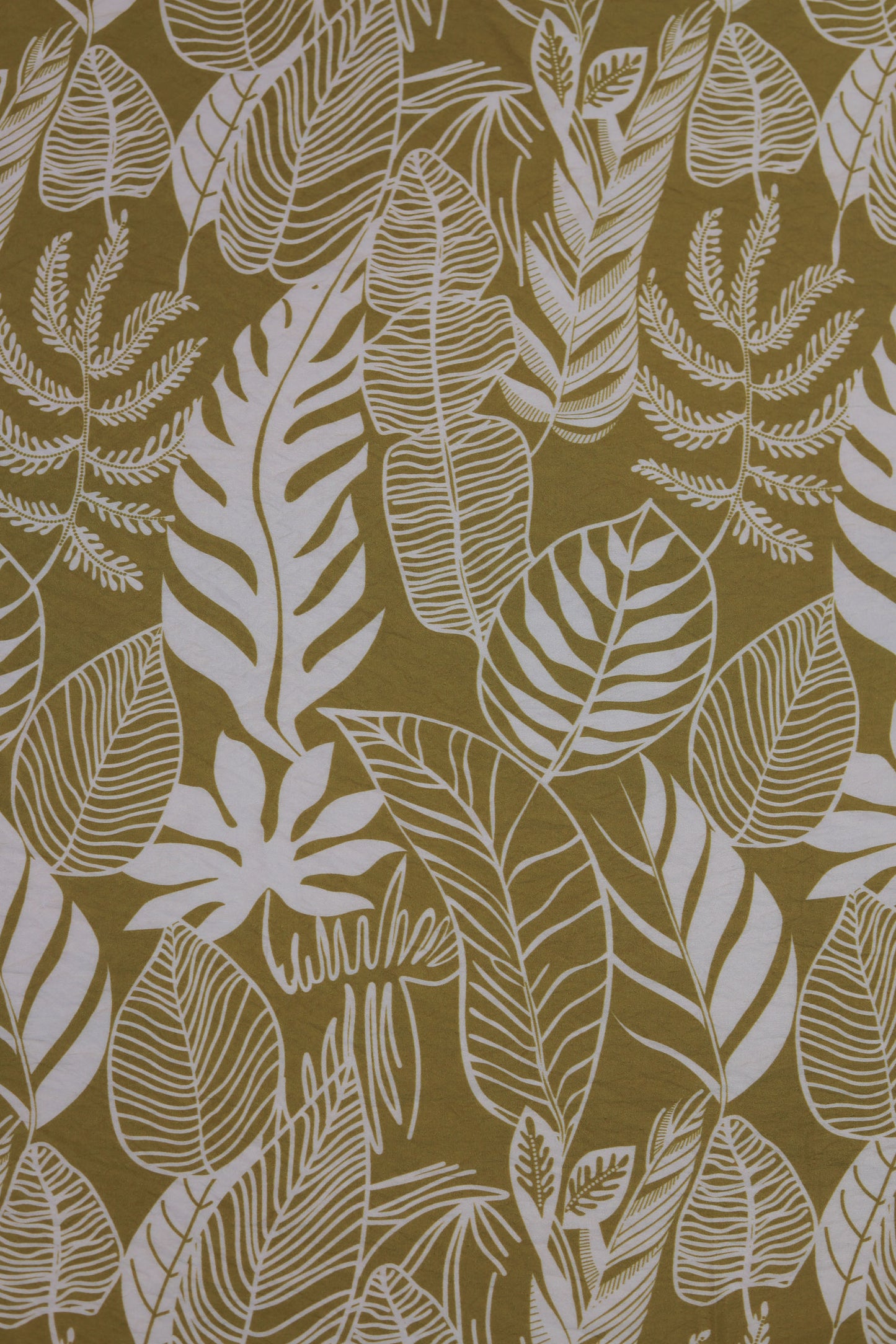 Autumn Fern Tropical Leaf Viscose Blend Fabric