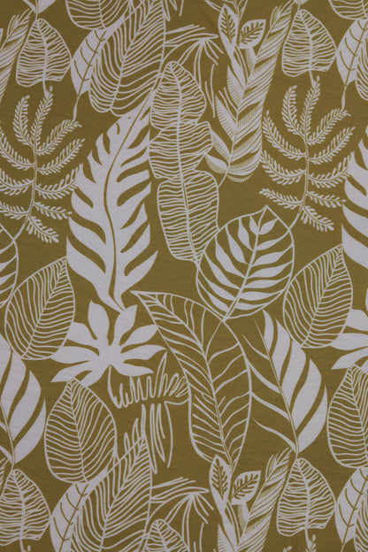 Autumn Fern Tropical Leaf Viscose Blend Fabric