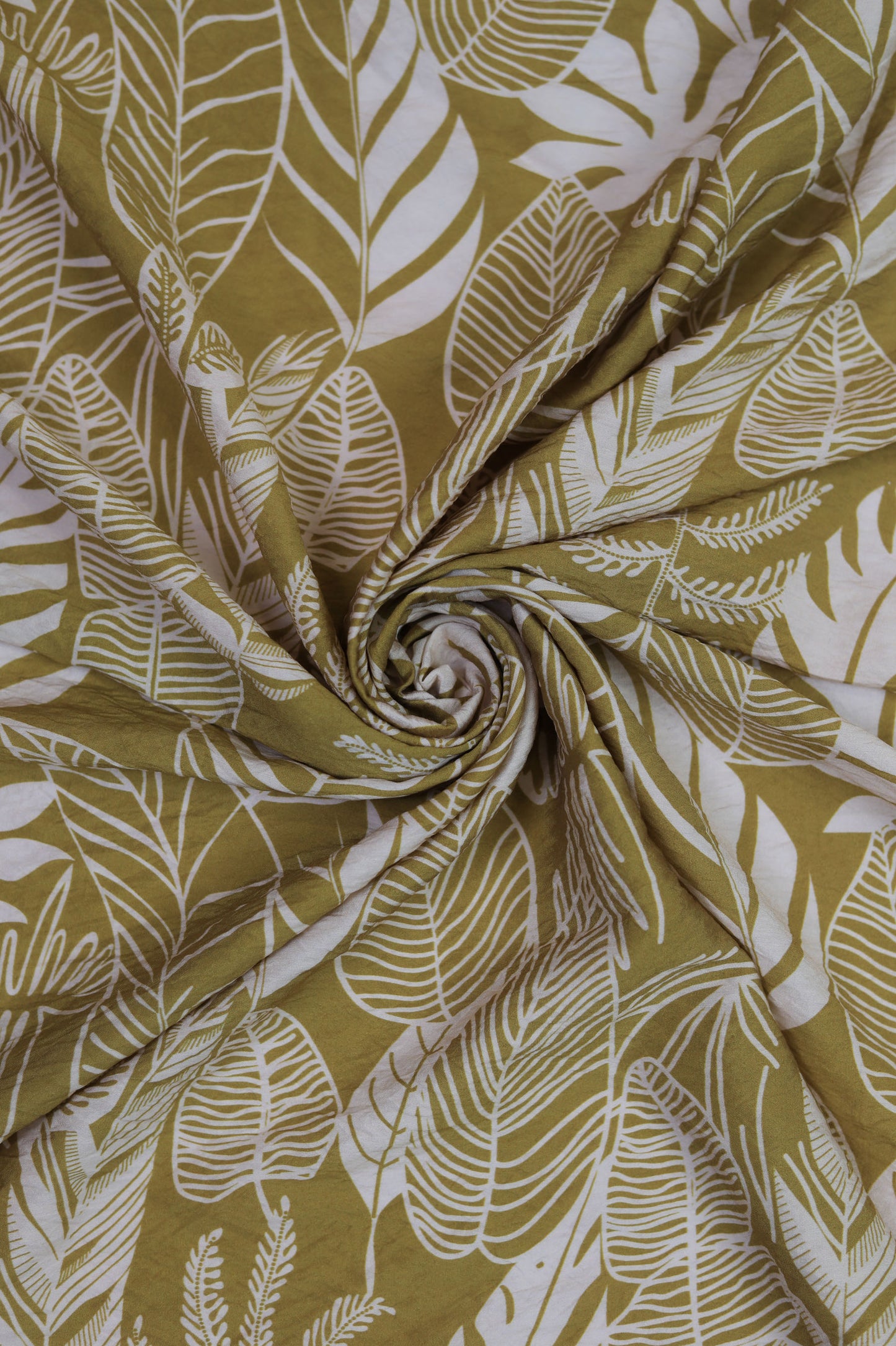 Autumn Fern Tropical Leaf Viscose Blend Fabric