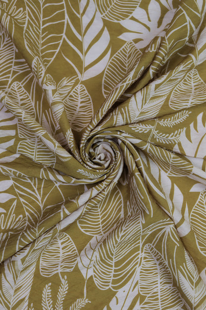 Autumn Fern Tropical Leaf Viscose Blend Fabric