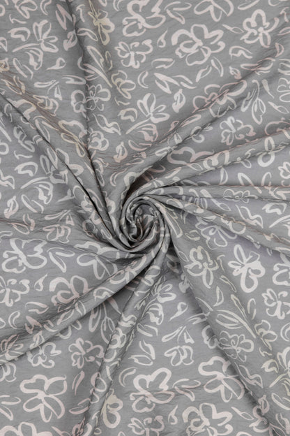 Soft Serenity Ivory Floral Viscose Blend Fabric