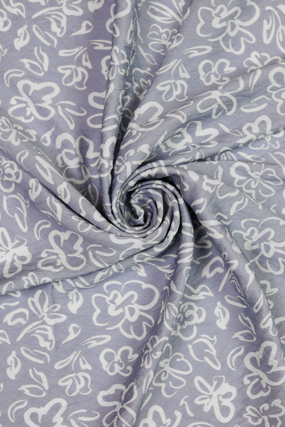 Soft Serenity Ivory Floral Viscose Blend Fabric